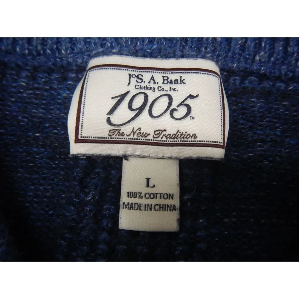 Jos. A. Bank 1905‎ Crewneck Sweater Men's Large Blue Cotton Casual Knit Pullover